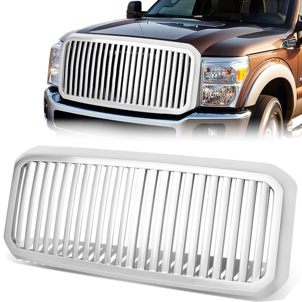 CAAP, 11-16 Ford F250 F350 F450 F550 Super Duty Front Grille - Vertical Fence Style - Silver