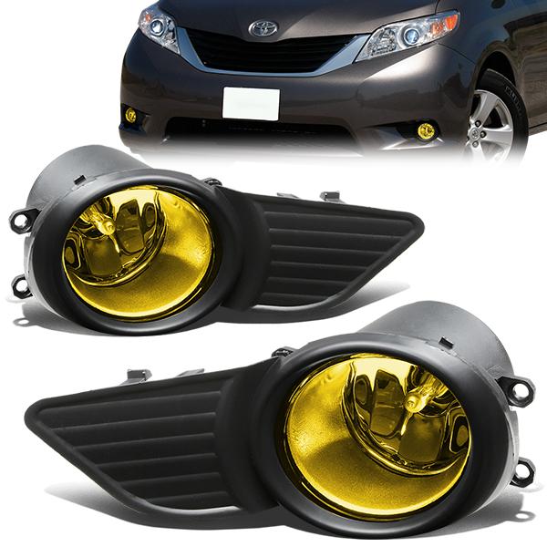 DNA Motoring, 11-17 Toyota Sienna Amber Lens Fog Lights - w/Bezel+Light Bulbs