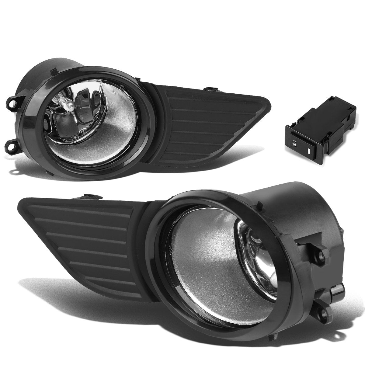 DNA Motoring, 11-17 Toyota Sienna Clear Lens Fog Light w/Bezel+Switch+Bulbs