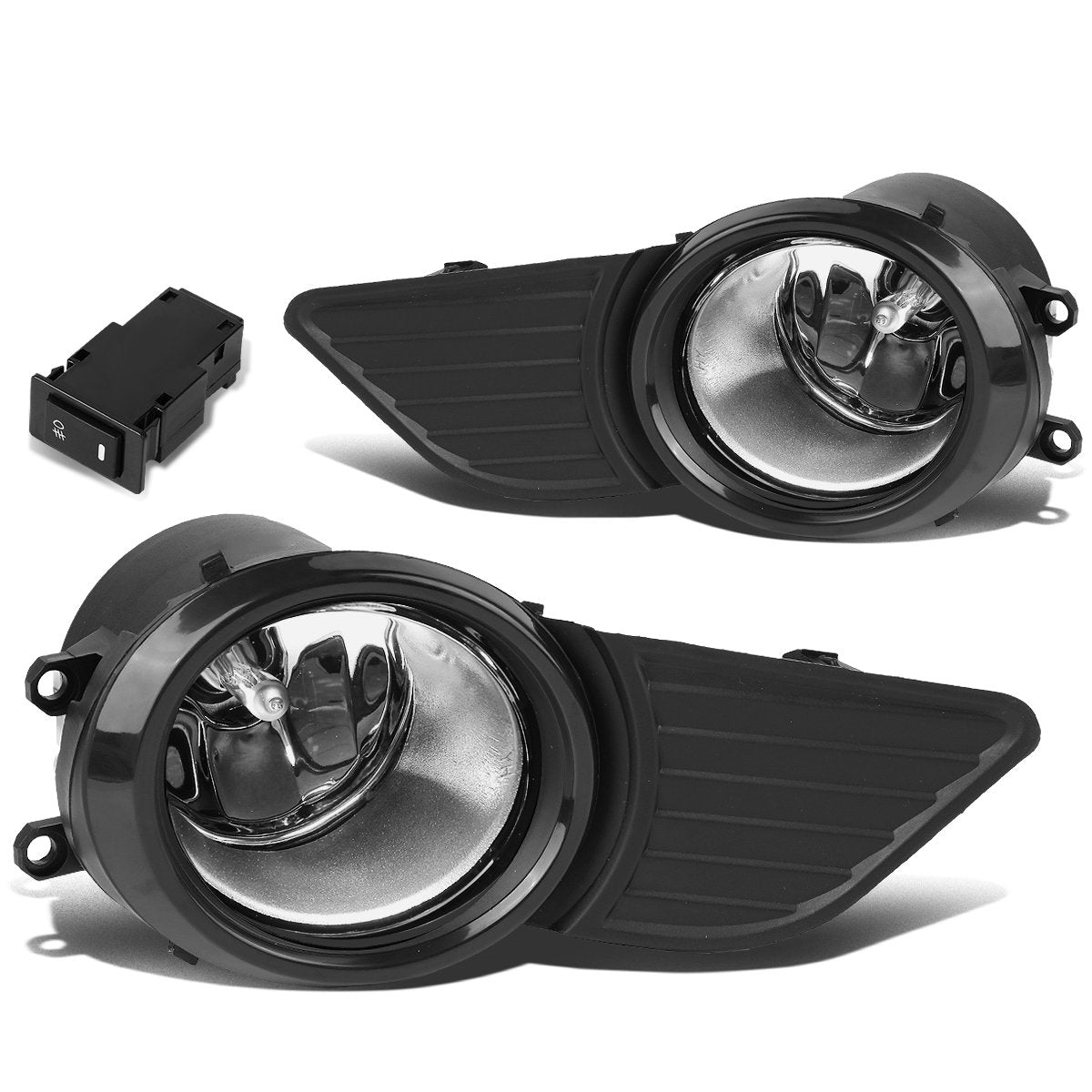 DNA Motoring, 11-17 Toyota Sienna Clear Lens Fog Light w/Bezel+Switch+Bulbs