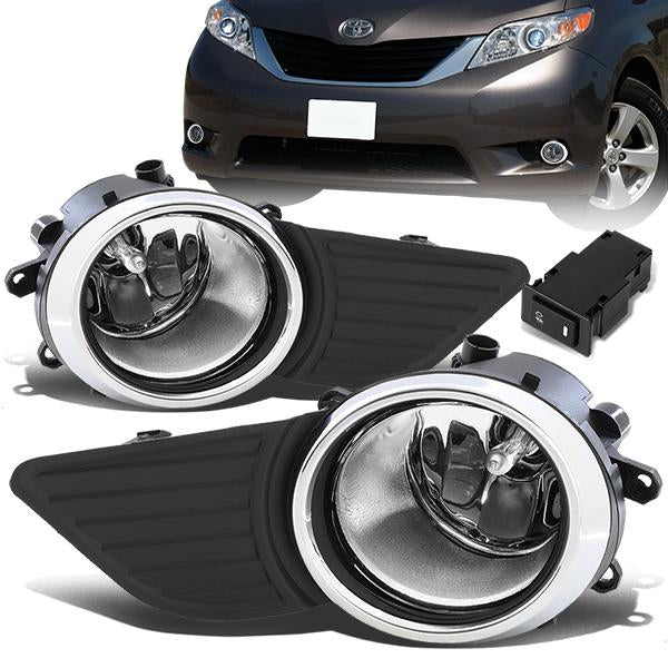 DNA Motoring, 11-17 Toyota Sienna Clear Lens Fog Lights - w/Bezel+Switch+Bulbs