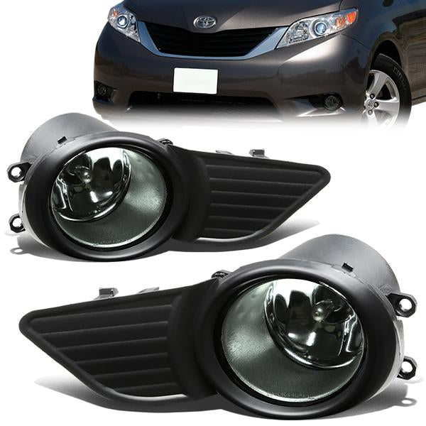 DNA Motoring, 11-17 Toyota Sienna Smoked Lens Fog Lights - w/Bezel+Light Bulbs