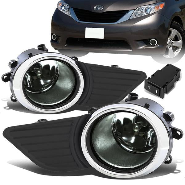 DNA Motoring, 11-17 Toyota Sienna Smoked Lens Fog Lights - w/Bezel+Switch+Bulbs