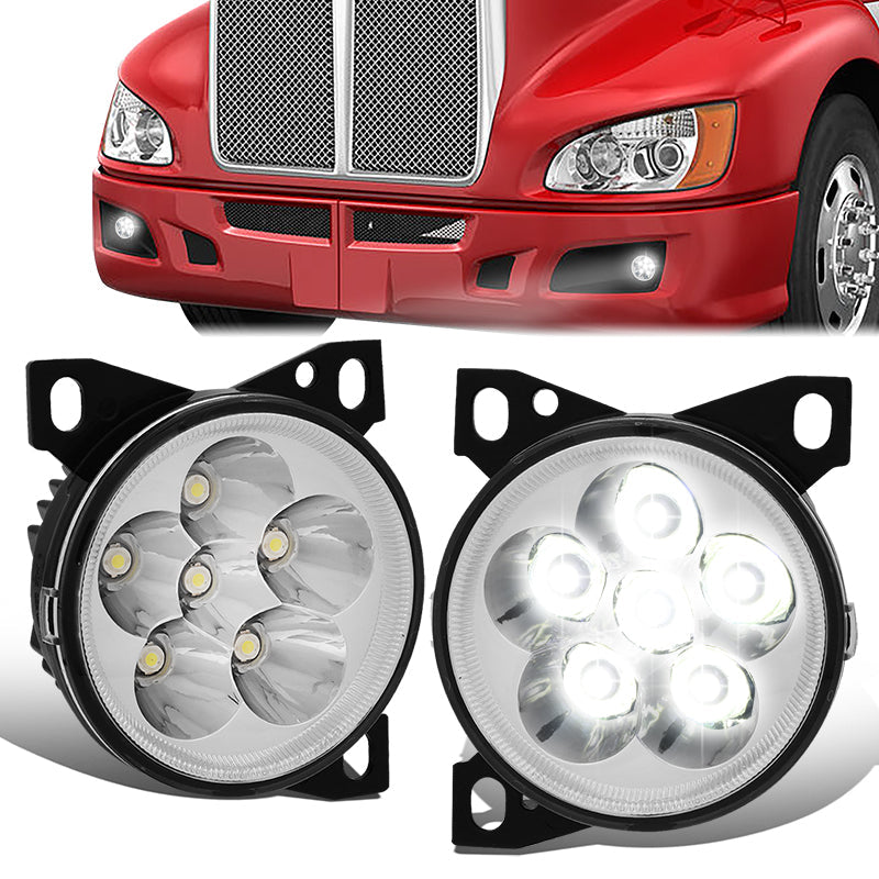 DNA Motoring, 11-20 Peterbilt 587 579 / 08-15 Kenworth T660 Chrome Housing LED Fog Lights