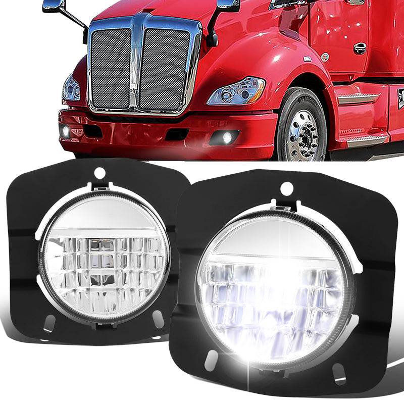 DNA Motoring, 11-22 Kenworth T680 Pair Full LED Fog Lights (Chrome Housing)