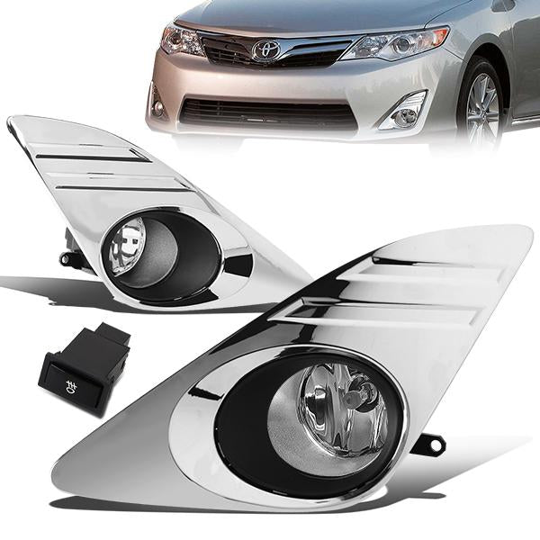 DNA Motoring, 12-14 Toyota Camry Clear Lens Fog Lights - w/Bezel+Switch+Bulbs