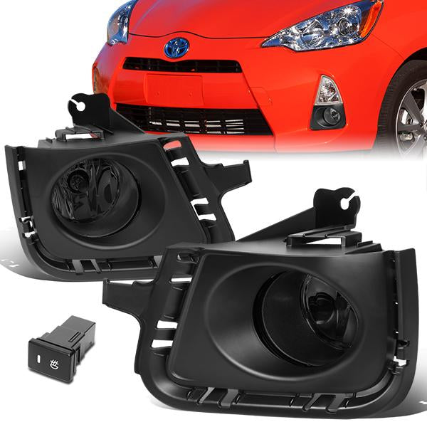 DNA Motoring, 12-14 Toyota Prius C Smoked Lens Fog Light w/Bezel+Switch