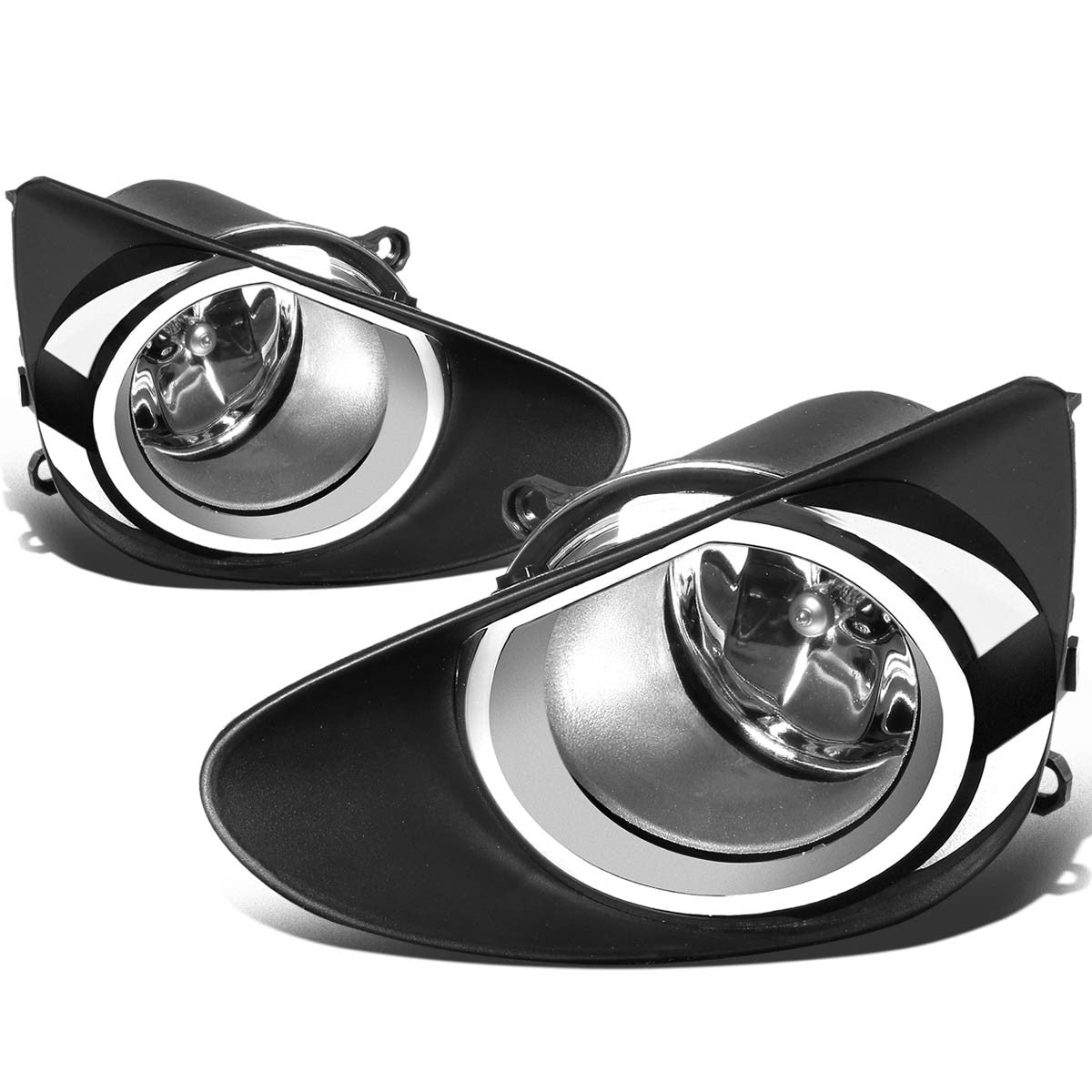 DNA Motoring, 12-14 Toyota Yaris Hatchback Clear Lens Fog Lights - w/Bezel+Switch+Bulbs