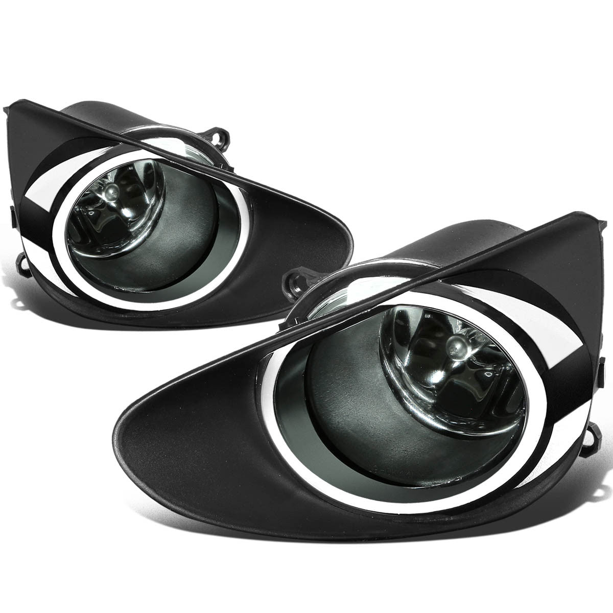 DNA Motoring, 12-14 Toyota Yaris Hatchback Smoked Lens Fog Lights - w/Bezel+Switch+Bulbs