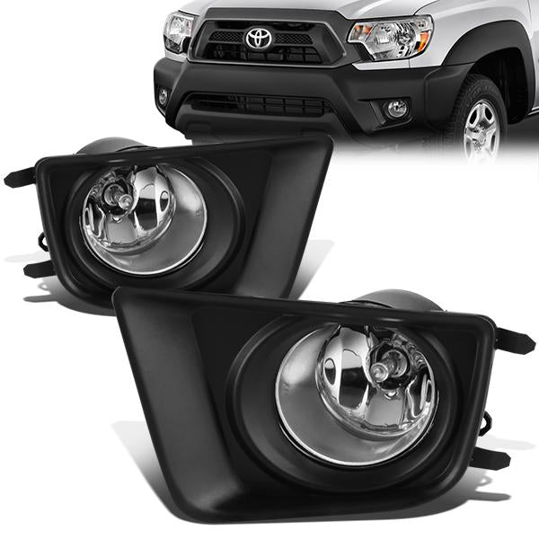 DNA Motoring, 12-15 Toyota Tacoma Clear lens Fog Lights - w/Bezel+Light Bulbs