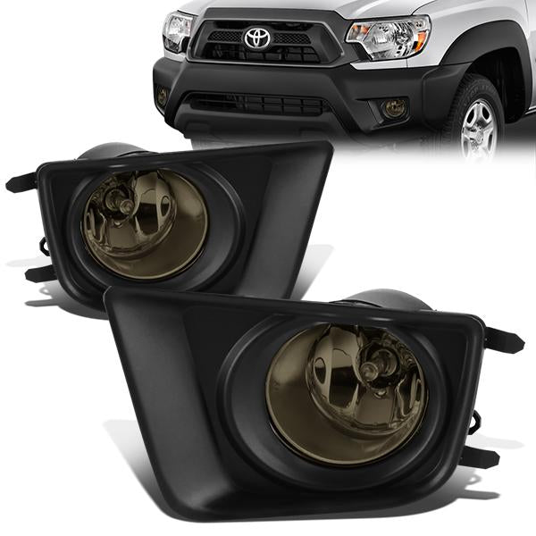 DNA Motoring, 12-15 Toyota Tacoma Smoked Lens Fog Lights - w/Bezel+Light Bulbs