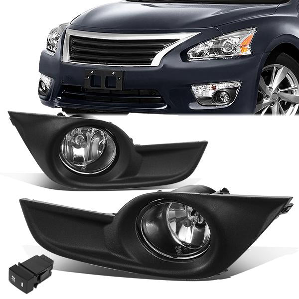 DNA Motoring, 13-15 Nissan Altima Sedan Clear Lens Fog Lights w/Bezel+Switch