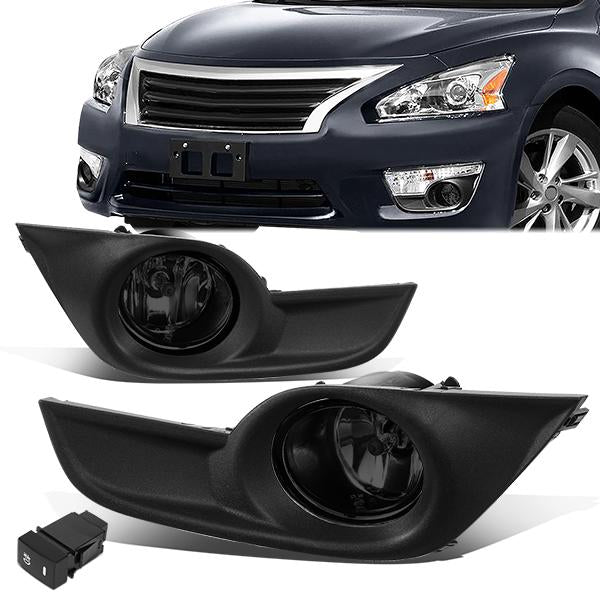 DNA Motoring, 13-15 Nissan Altima Sedan Smoked Lens Fog Lights w/Bezel+Switch