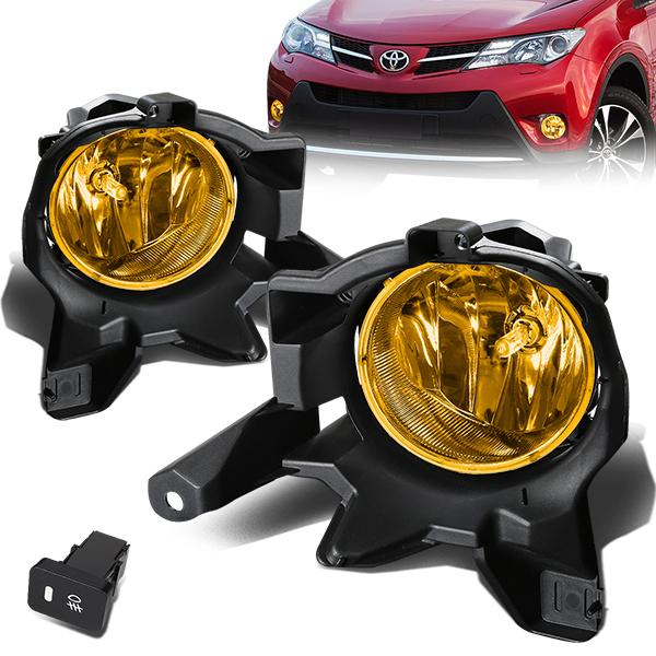 DNA Motoring, 13-16 Toyota RAV4 Amber Lens Fog Lights - w/Switch+Bulbs