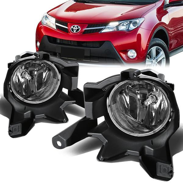 DNA Motoring, 13-16 Toyota RAV4 Clear Lens Fog Lights - w/Switch+Bulbs