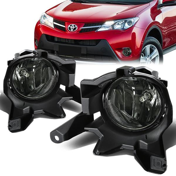 DNA Motoring, 13-16 Toyota RAV4 Smoked Lens Fog Lights - w/Switch+Bulbs