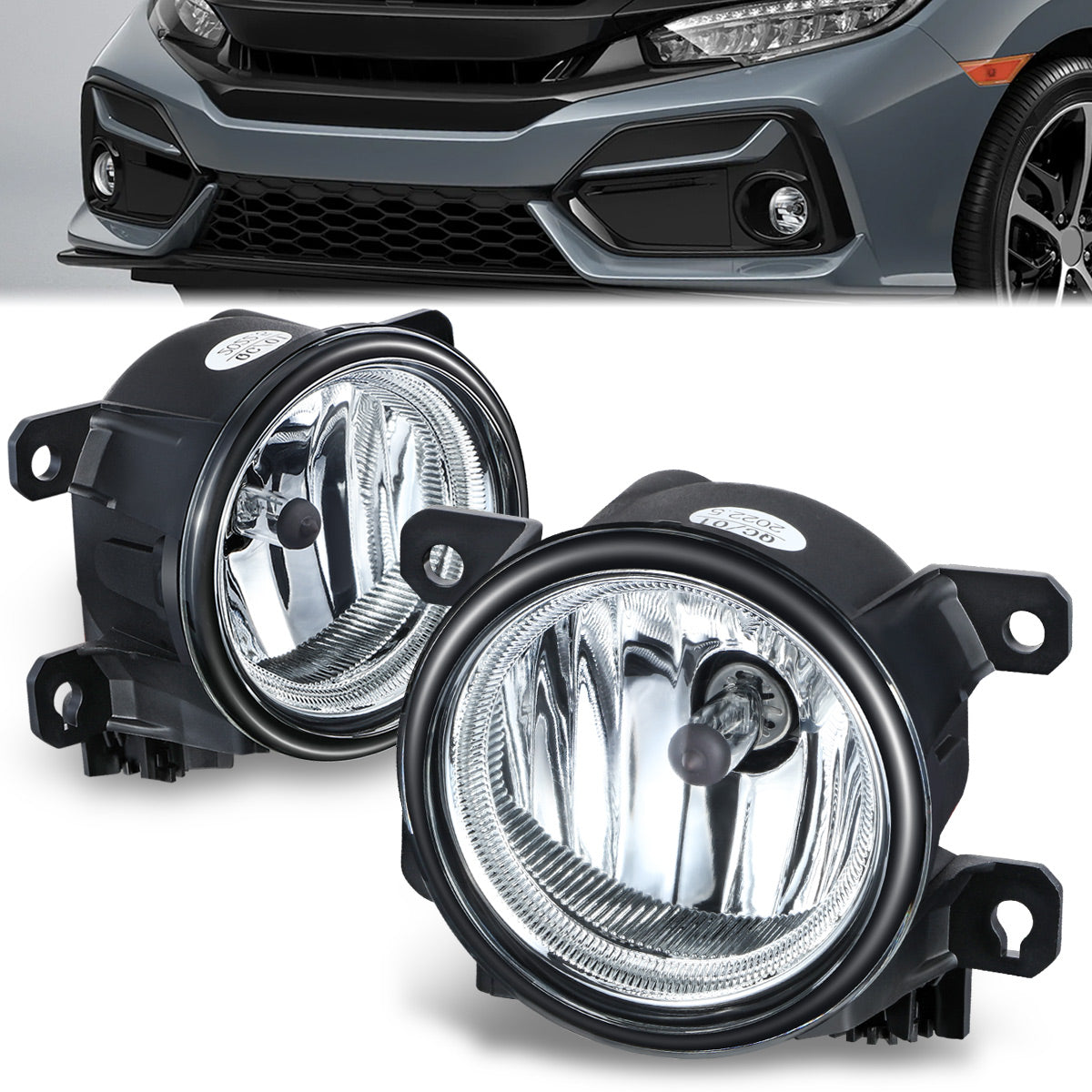 DNA Motoring, 13-21 Honda Civic / 13-15 Accord Clear Lens Fog Lights