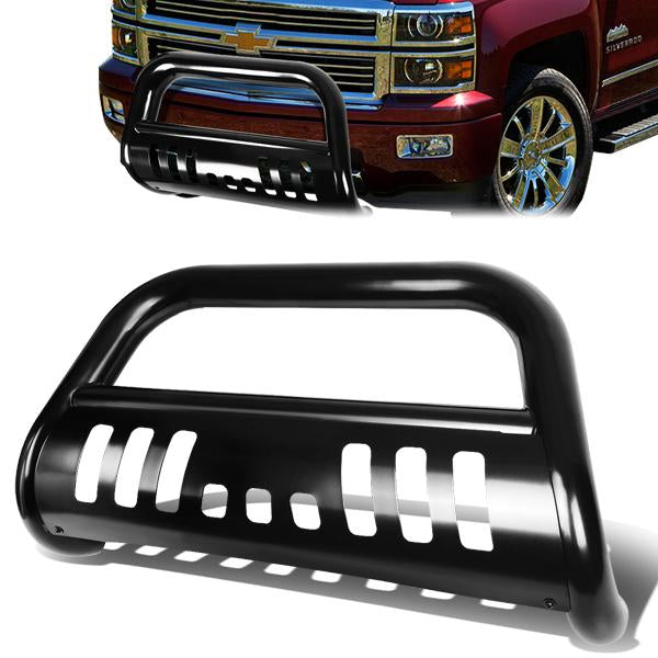 CAAP, 14-16 Chevy Silverado GMC Sierra 1500 Bull Bar w/Skid Plate - Stainless Steel - Black