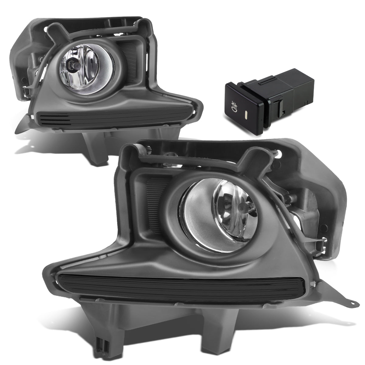 DNA Motoring, 14-16 Toyota Highlander Clear Lens Fog Lights - w/Bezel+Switch+Bulbs