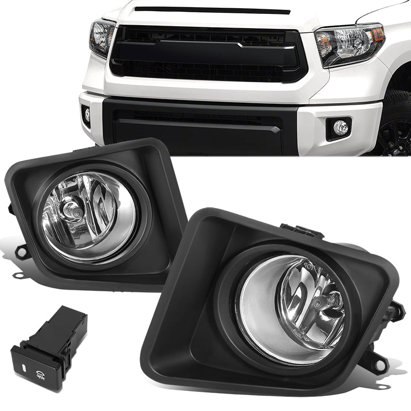 DNA Motoring, 14-21 Toyota Tundra Clear Lens Chrome Housing Fog Lights w/Light Bulb