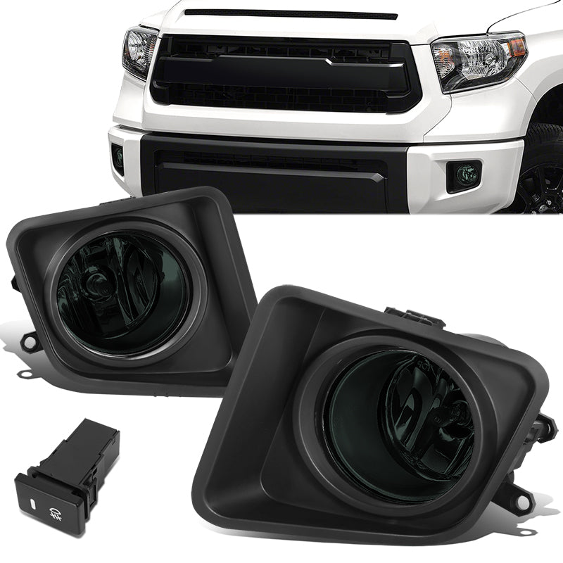 DNA Motoring, 14-21 Toyota Tundra Smoked Lens Chrome Housing Fog Lights w/Light Bulb