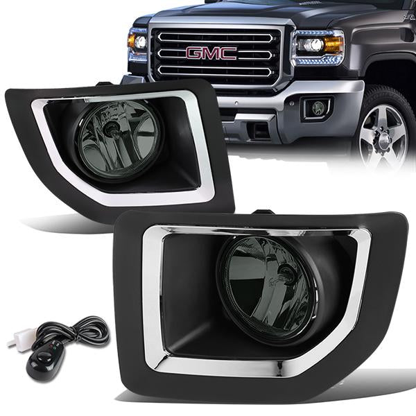 DNA Motoring, 15-16 GMC Sierra 2500HD 3500HD Smoked Lens Fog Lights - w/Bezel+Switch+Bulbs