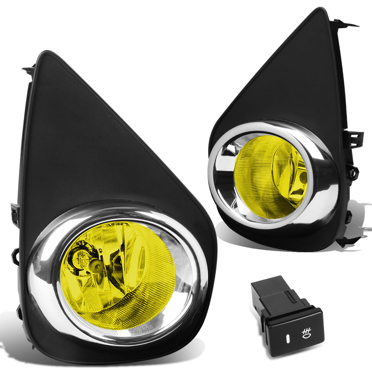 DNA Motoring, 15-16 Toyota Yaris Hatchback Amber Lens Fog Lights - w/Bezel+Switch+Bulbs