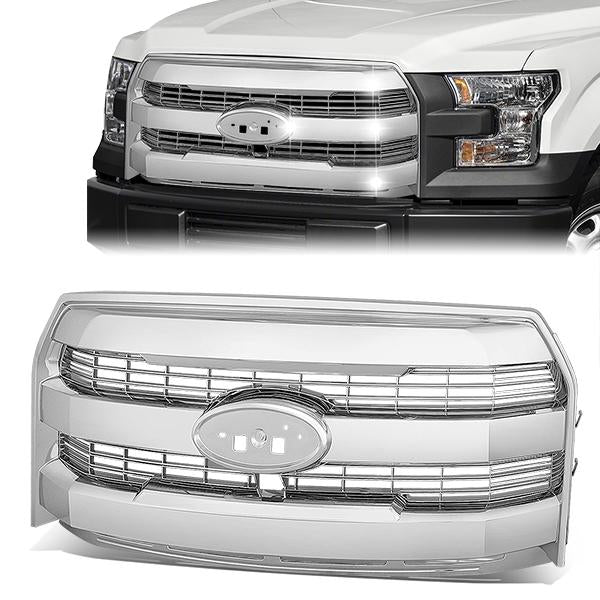 CAAP, 15-17 Ford F-150 Front Grille - Horizontal Fence Mesh - Chrome