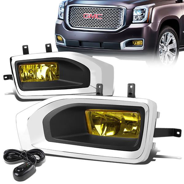 DNA Motoring, 15-18 GMC Yukon XL Amber Lens Fog Lights - w/Bezel+Switch+Bulbs