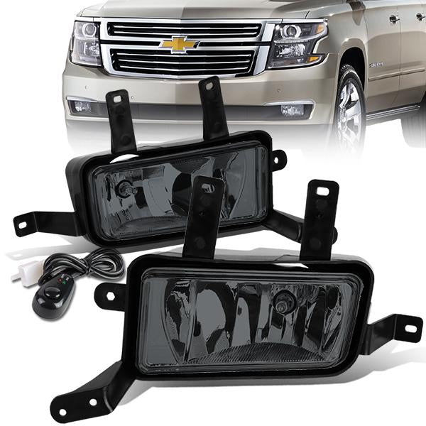 DNA Motoring, 15-20 Chevy Tahoe Suburban GMC Yukon XL Smoked Lens Fog Lights - w/Switch+Bulbs