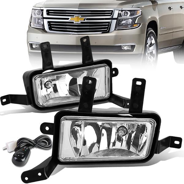 DNA Motoring, 15-20 Chevy Tahoe Suburban GMC Yukon XLClear Lens Fog Lights - w/Switch+Bulbs