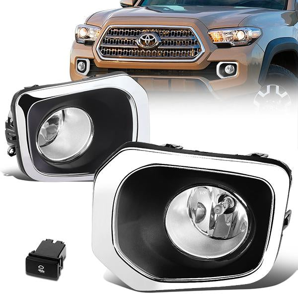 DNA Motoring, 16-17 Toyota Tacoma Clear Lens Fog Lights - w/Bezel+Switch+Bulbs