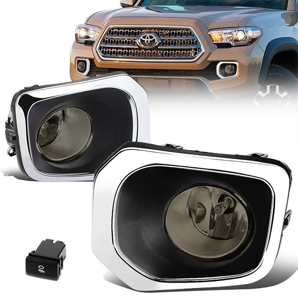 DNA Motoring, 16-17 Toyota Tacoma Smoked Lens Fog Lights - w/Bezel+Switch+Bulbs