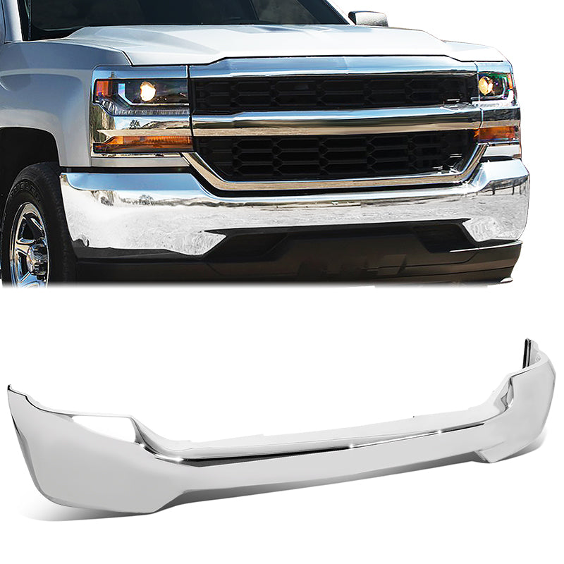 CAAP, 16-19 Chevrolet Silverado 1500 LD Steel Front Bumper Face Bar - Polished Chrome