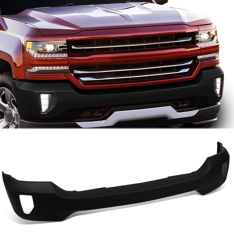 CAAP, 16-19 Chevy Silverado 1500 LD Front Bumper Face Bar With Fog Light Holes - Black