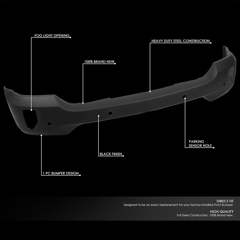 CAAP, 16-19 Chevy Silverado 1500 LD Front Bumper Face Bar with Parking Sensor & Fog Light Holes - Matte