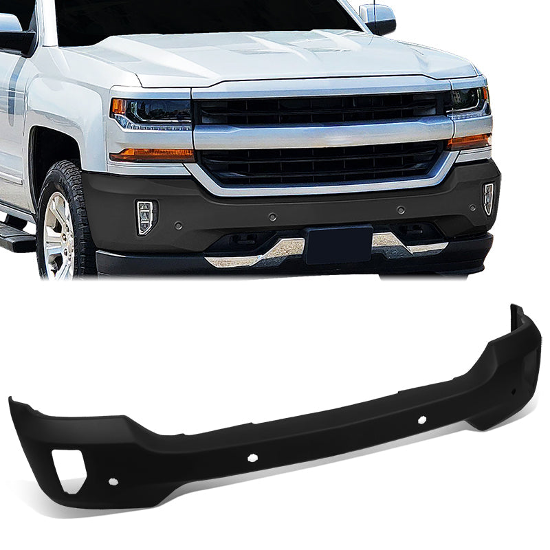 CAAP, 16-19 Chevy Silverado 1500 LD Front Bumper Face Bar with Parking Sensor & Fog Light Holes - Matte