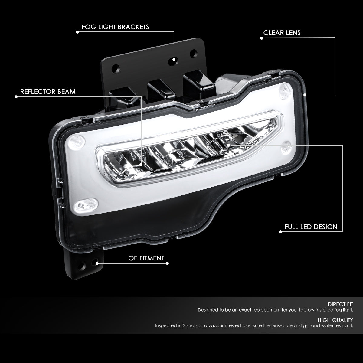 DNA Motoring, 16-19 GMC Sierra 1500 (Limited) Clear Lens LED Fog Lights (Switch Included)