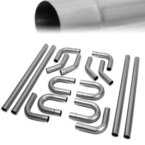 J2 Engineering, 16pcs 2.5 in. OD Custom Exhaust Piping w/Straight & 45 90 Degree & U-Band Pipes