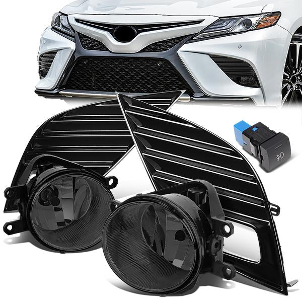 DNA Motoring, 18-20 Toyota Camry SE/ XSE Smoked Lens Fog Lights - w/Bezel+Switch+Bulbs