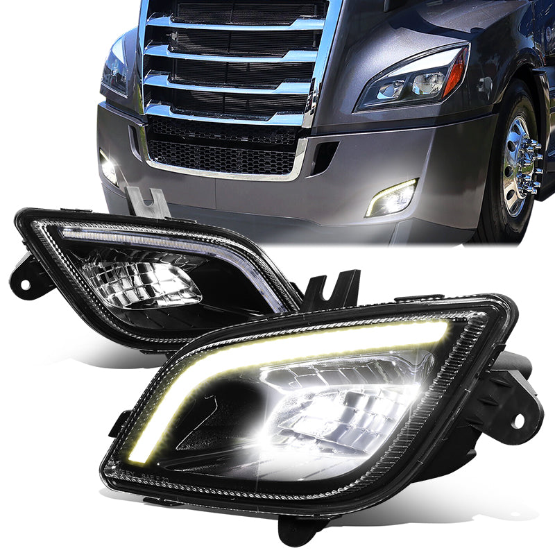 DNA Motoring, 18-22 Freightliner Cascadia Black Housing 3D LED Fog Lights