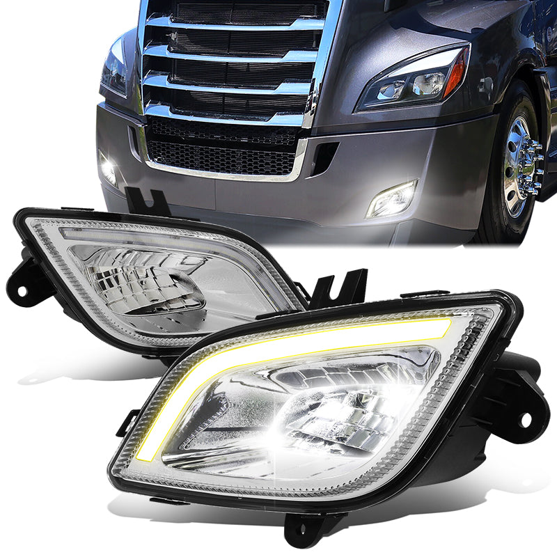 DNA Motoring, 18-22 Freightliner Cascadia Chrome Housing 3D LED Fog Lights