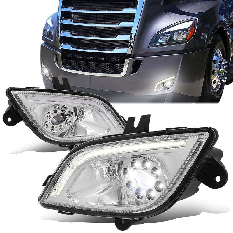 DNA Motoring, 18-22 Freightliner Cascadia Chrome Housing 3D LED Projector Fog Lights