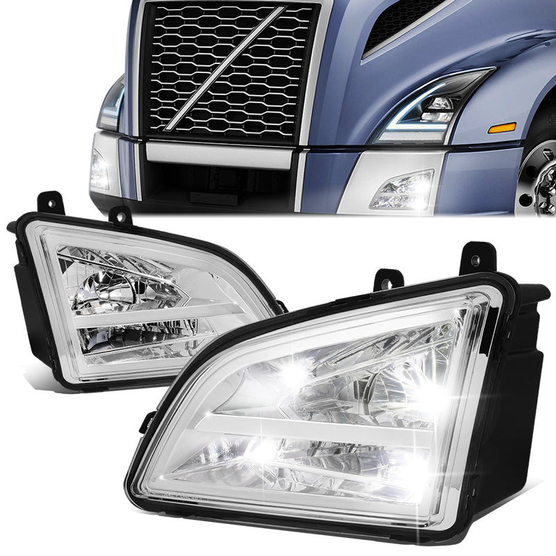 DNA Motoring, 18-22 Volvo VNL Chrome Housing LED Fog Lights