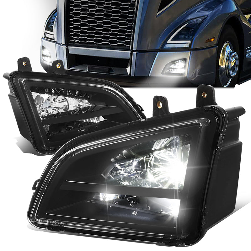 DNA Motoring, 18-22 Volvo VNL Pair Full LED Fog Lights (Black Housing)