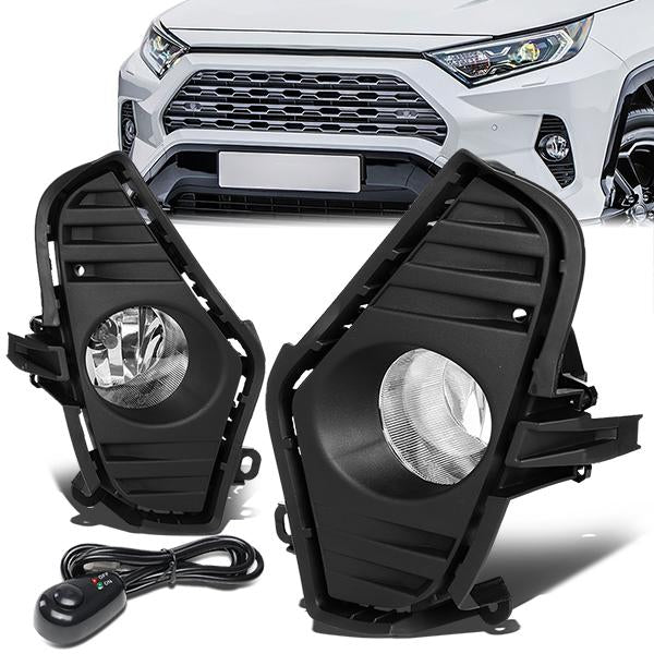 DNA Motoring, 19-20 Toyota RAV4 LE/ XLE/ Limited/ XSE/ SE Front Driving Fog Lights w/Bezels+Switch