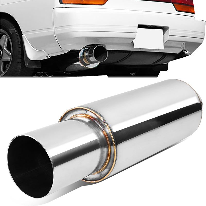 J2 Engineering, 2.25 in. Inlet 3 in. Round Straight Exhaust Muffler Tip - Stainless Steel