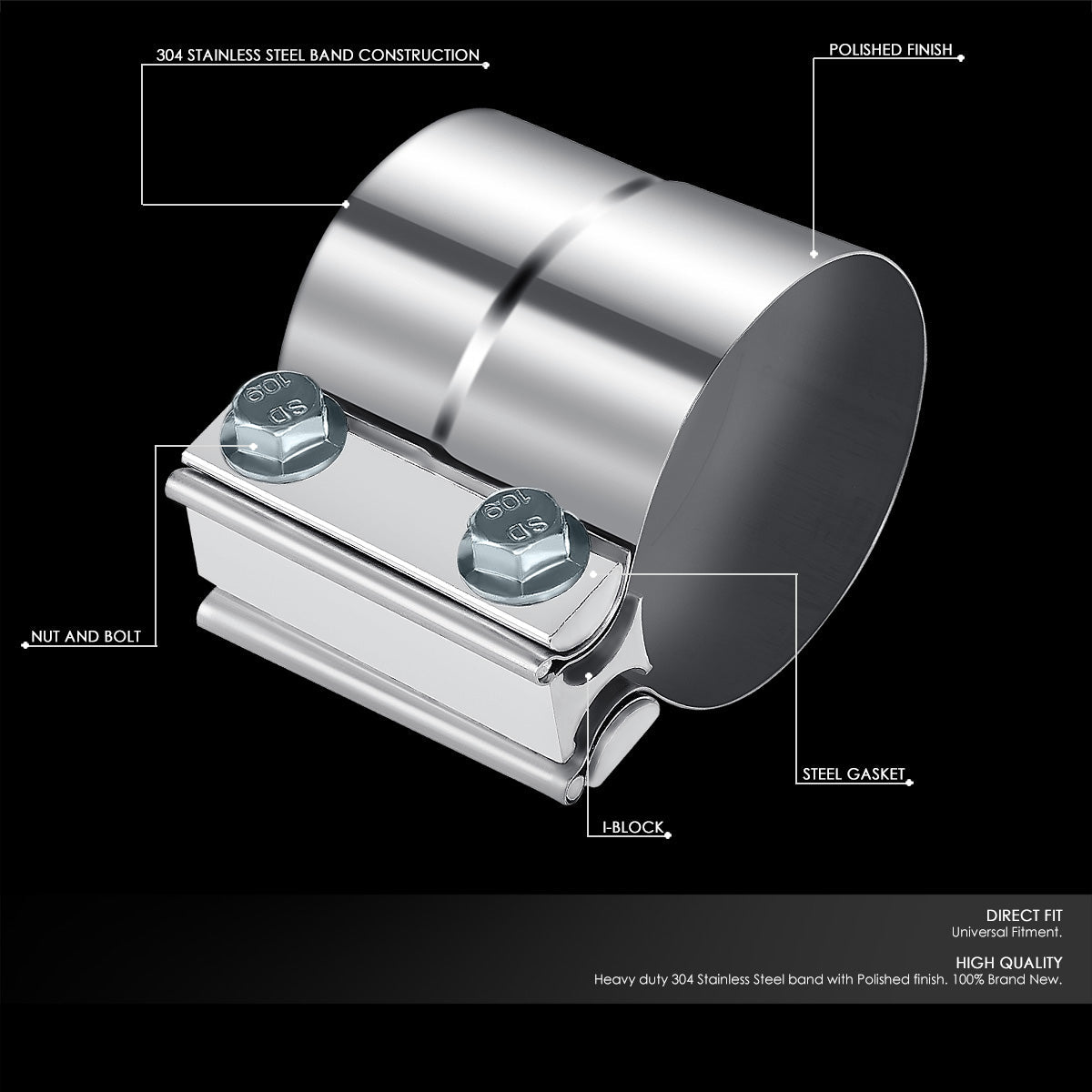 CAAP, 2.5" ID Lap Joint Exhaust Band Clamp (Stainless Steel)