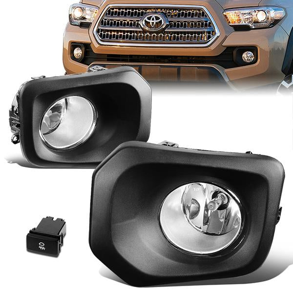 DNA Motoring, 2016 Toyota Tacoma Clear Lens Fog Lights - w/Bezel+Switch+Bulbs