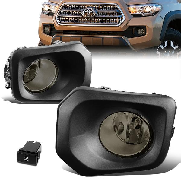 DNA Motoring, 2016 Toyota Tacoma Smoked Lens Fog Lights - w/Bezel+Switch+Bulbs